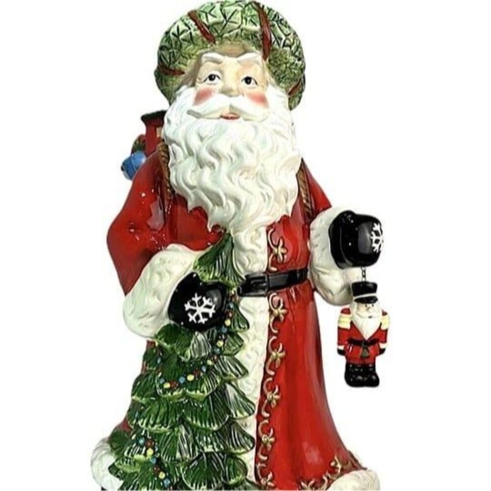 RARE Sorelle 17" Santa Figurine – Hand-Painted Fine Porcelain with Gold Accents